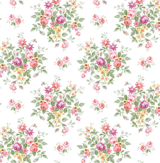 PR12601 Seabrook Designs Prepasted Online Wallpaper Floral Bouquet Prepasted Watermelon & Buttercup