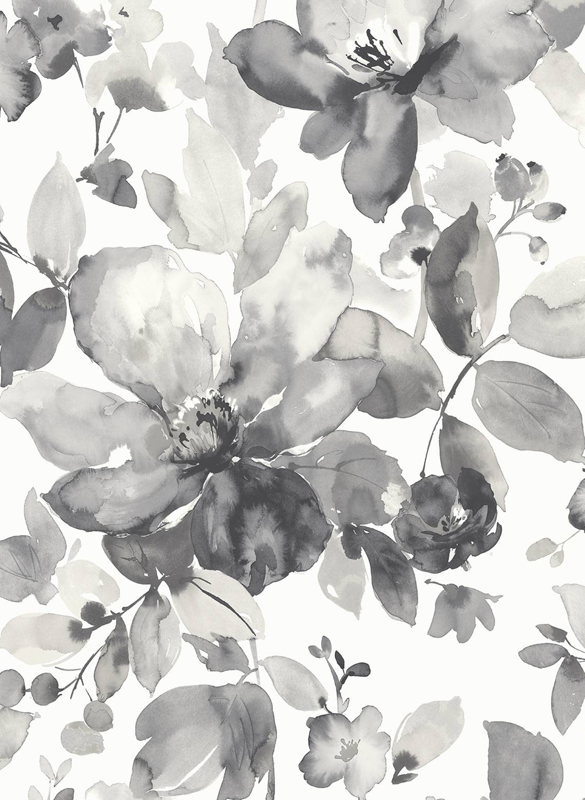 PR12700 Seabrook Designs Prepasted Online Wallpaper Watercolor Garden Inkwell