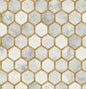 PR12905 Seabrook Designs Prepasted Online Wallpaper Faux Hex Tile Alaska Grey & Metallic Gold