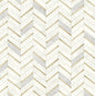 PR13105 Seabrook Designs Prepasted Online Wallpaper Chevron Faux Tile Gold & Pearl Grey