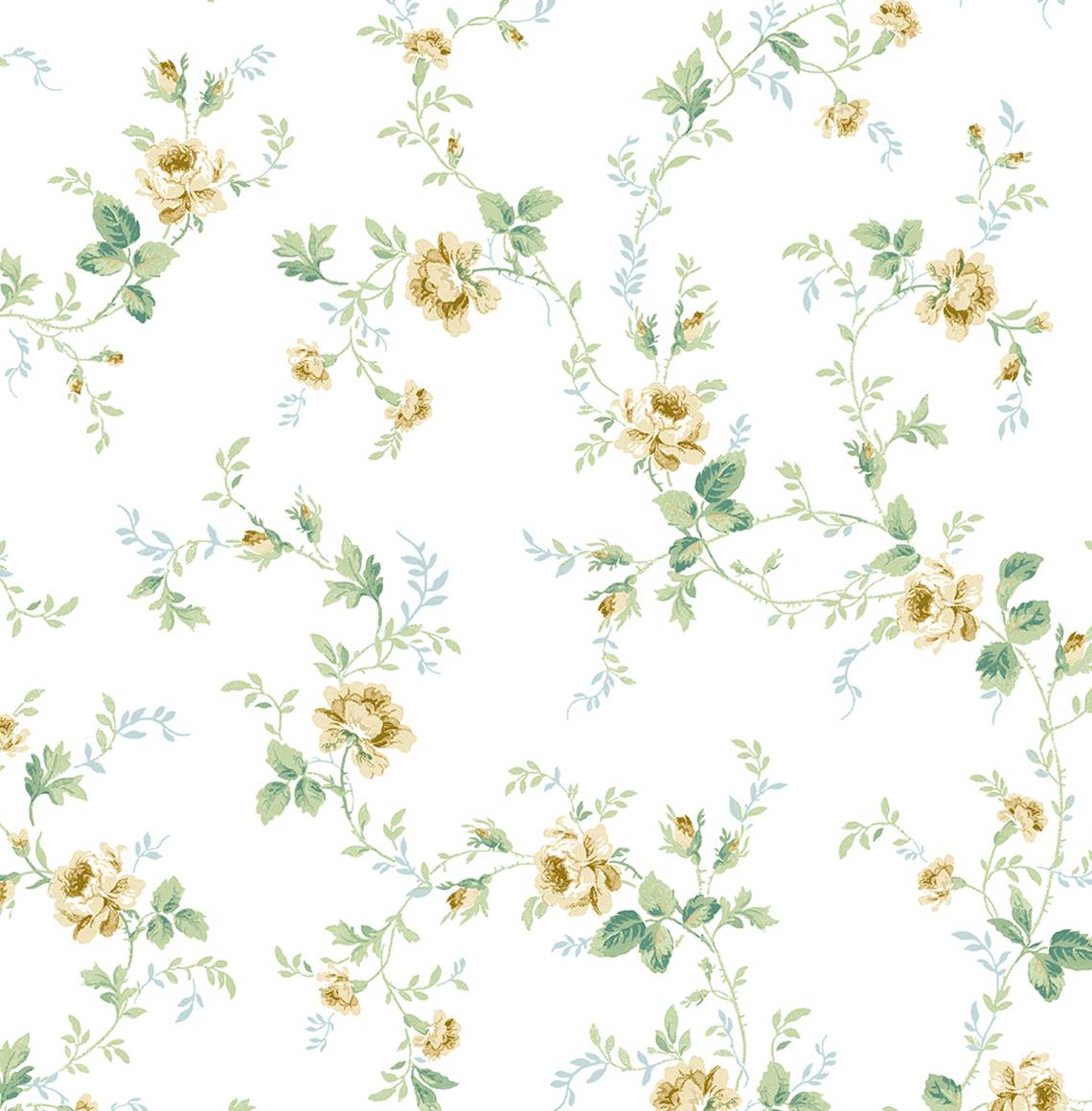 PR13303 Seabrook Designs Prepasted Online Wallpaper Meadow Floral Trail Wheatfield & Sage