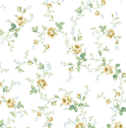 PR13303 Seabrook Designs Prepasted Online Wallpaper Meadow Floral Trail Wheatfield & Sage
