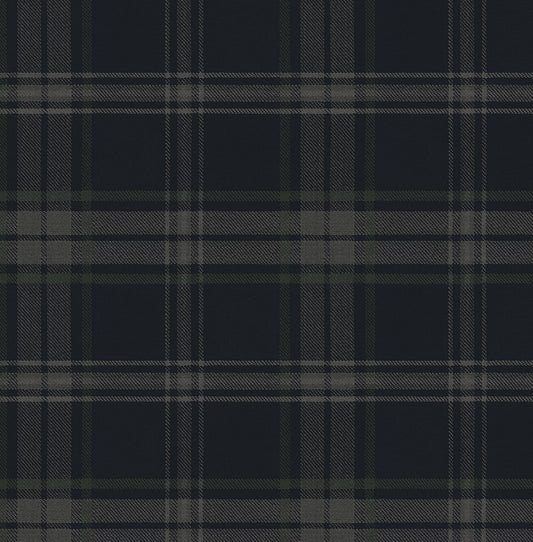 PR13402 Seabrook Designs Prepasted Online Wallpaper Dellabrooke Plaid Dark Blue & Evergreen