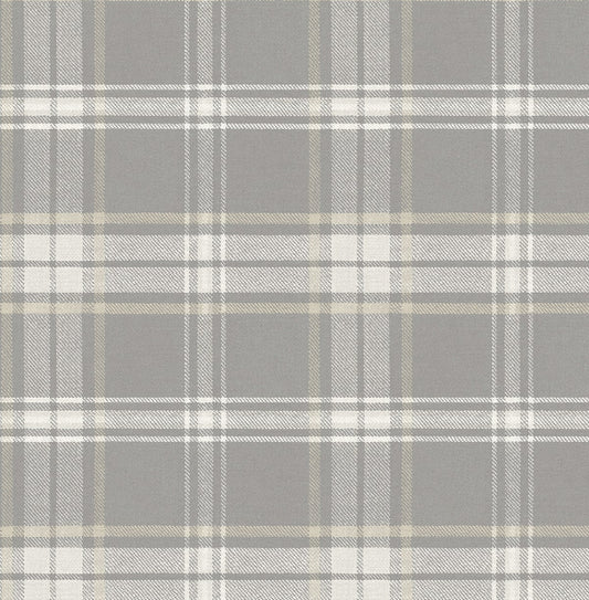 PR13408 Seabrook Designs Prepasted Online Wallpaper Dellabrooke Plaid Daydream Grey