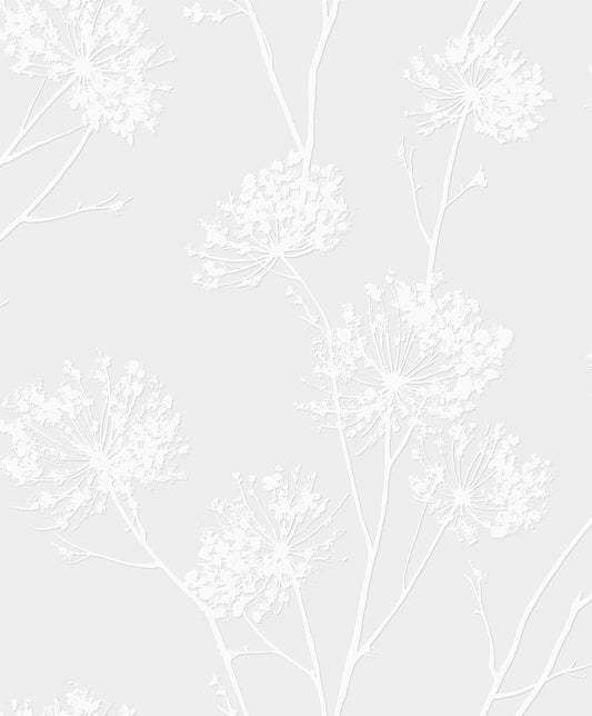 PW20300 Seabrook Designs Paintable Wallpaper Wallpaper Dandelion Fields White