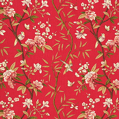 R1368-1 PEONY & BLOSSOM RED/MOSS G P & J BAKER Fabrics Drapery Upholstery