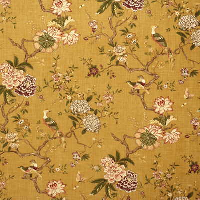 R1398-1 ORIENTAL BIRD GOLD G P & J BAKER Fabrics Drapery Upholstery