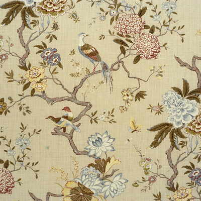 R1398-4 ORIENTAL BIRD OLIVE/STONE G P & J BAKER Fabrics Drapery Upholstery