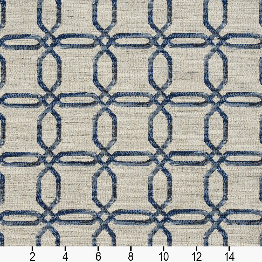 R140 Abstract & Geometric Cobalt Blue Charlotte Fabrics