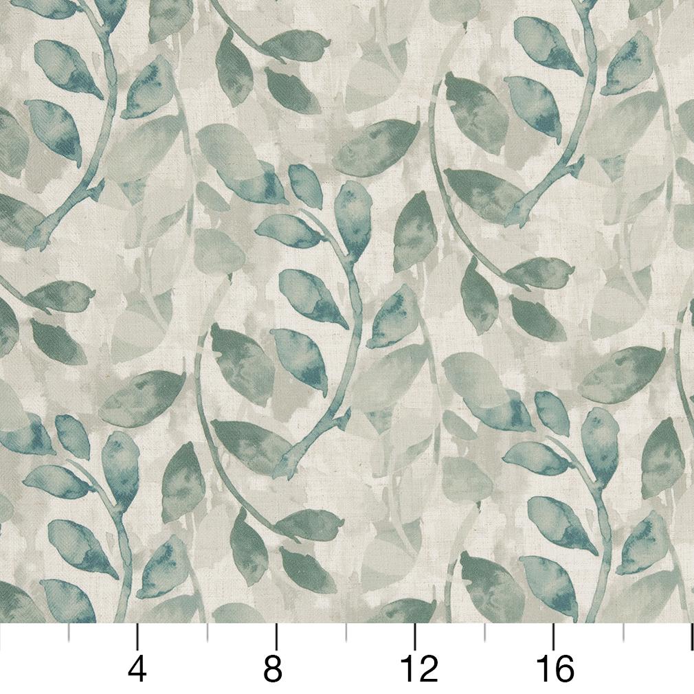 R270 Leaves Mineral Leaf Aqua & Teal Charlotte Fabrics