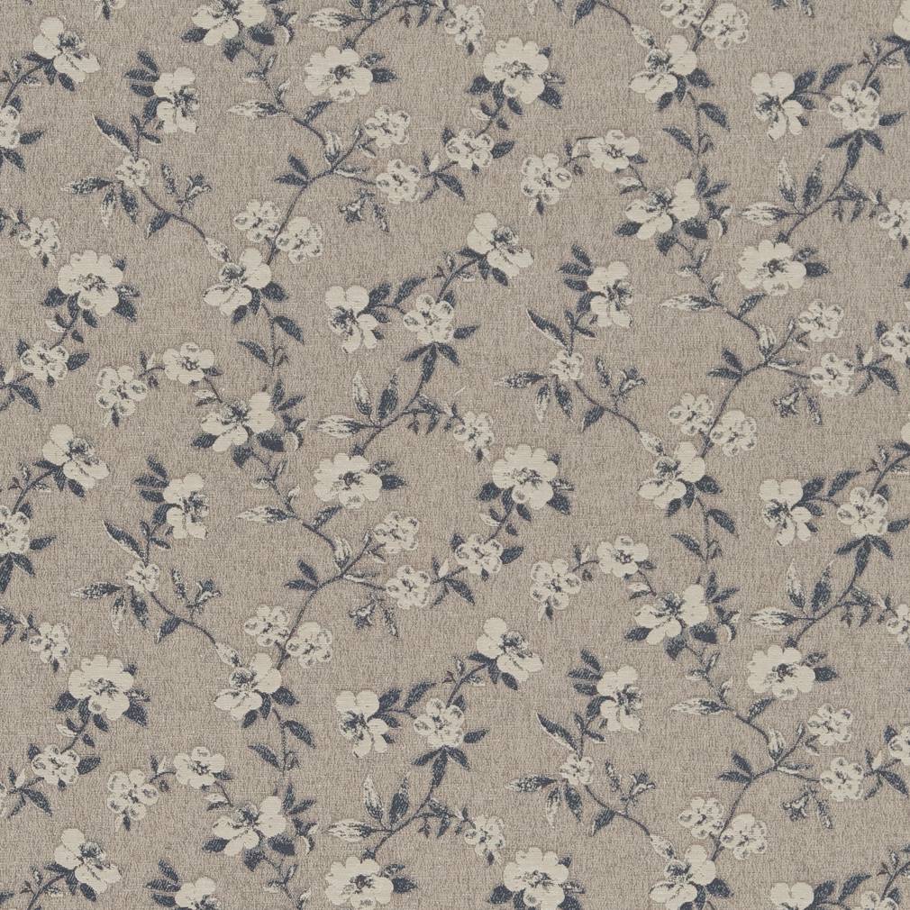 R344 Floral Cobalt Floral Blue,Grey & Silver Charlotte Fabrics