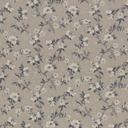 R344 Floral Cobalt Floral Blue,Grey & Silver Charlotte Fabrics