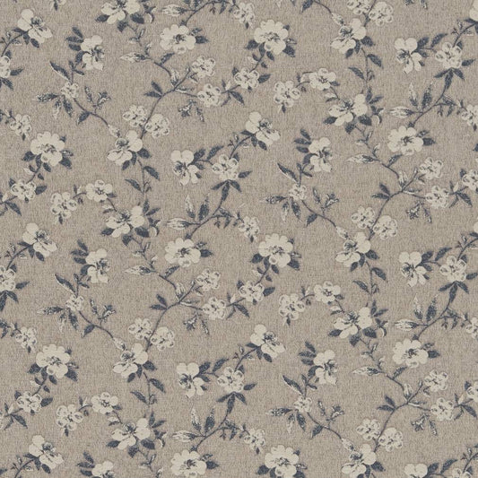 R344 Floral Cobalt Floral Blue,Grey & Silver Charlotte Fabrics