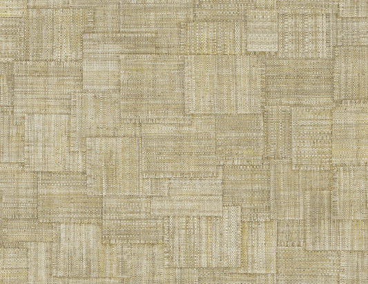 RA41704 Seabrook Designs Raffia Wallpaper Woven Blocks Beige
