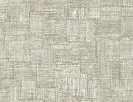 RA41708 Seabrook Designs Raffia Wallpaper Woven Blocks Smoke