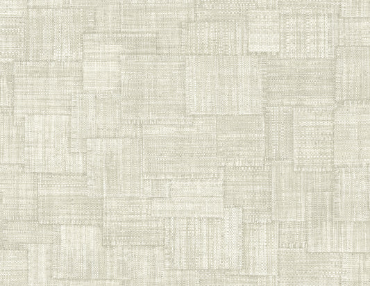 RA41710 Seabrook Designs Raffia Wallpaper Woven Blocks Oyster