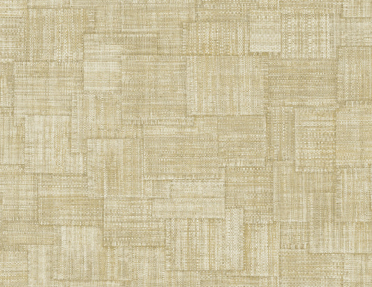 RA41714 Seabrook Designs Raffia Wallpaper Woven Blocks Parchment