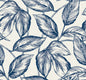 SC20002 Seabrook Designs Summer House Wallpaper Beckett Sketched Leaves Blueberry Hill