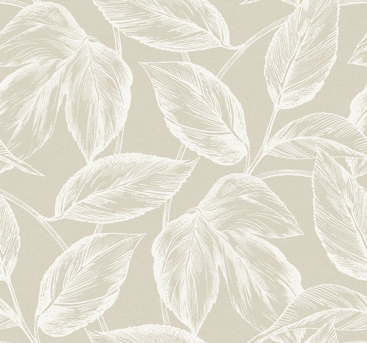 SC20005 Seabrook Designs Summer House Wallpaper Beckett Sketched Leaves Oat