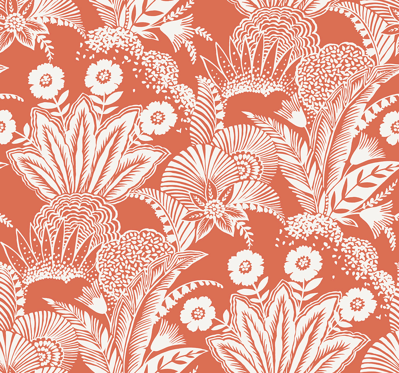 SC20101 Seabrook Designs Summer House Wallpaper Suvi Palm Grove Coral Glow