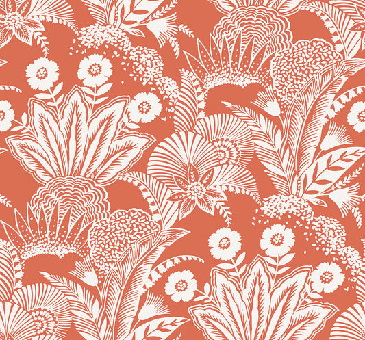 SC20101 Seabrook Designs Summer House Wallpaper Suvi Palm Grove Coral Glow