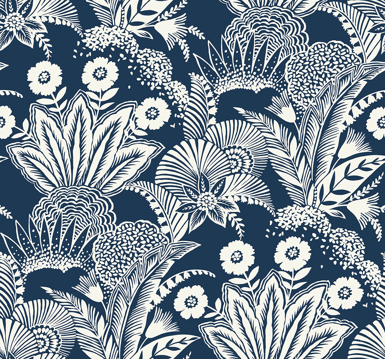SC20102 Seabrook Designs Summer House Wallpaper Suvi Palm Grove Nautical Blue