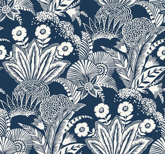 SC20102 Seabrook Designs Summer House Wallpaper Suvi Palm Grove Nautical Blue