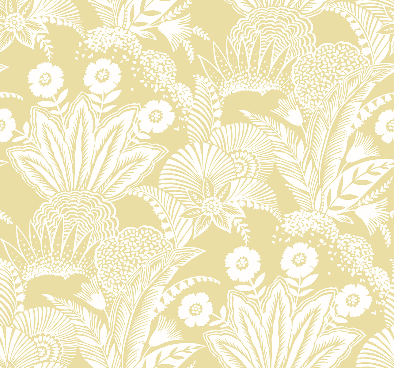 SC20103 Seabrook Designs Summer House Wallpaper Suvi Palm Grove Butter