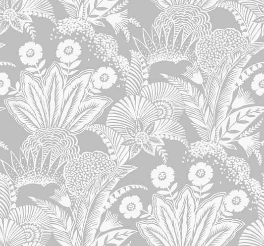 SC20108 Seabrook Designs Summer House Wallpaper Suvi Palm Grove Bluish Gray
