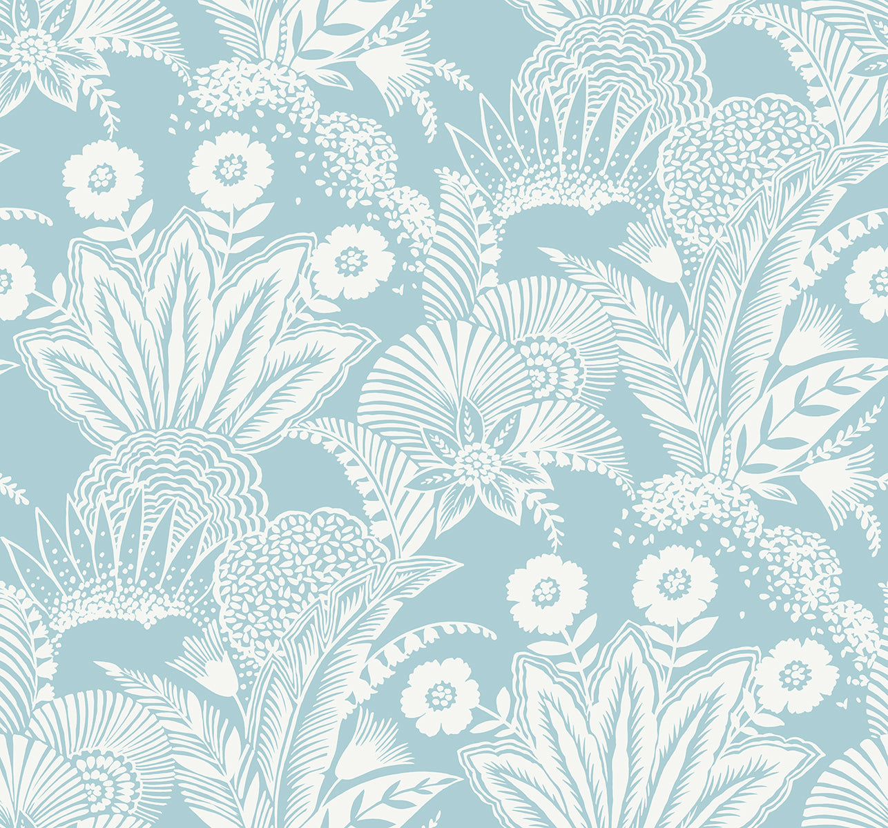 SC20112 Seabrook Designs Summer House Wallpaper Suvi Palm Grove Sky Blue