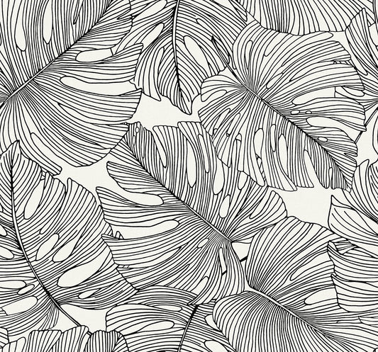 SC20200 Seabrook Designs Summer House Wallpaper Tarra Monstera Leaf Contrasto