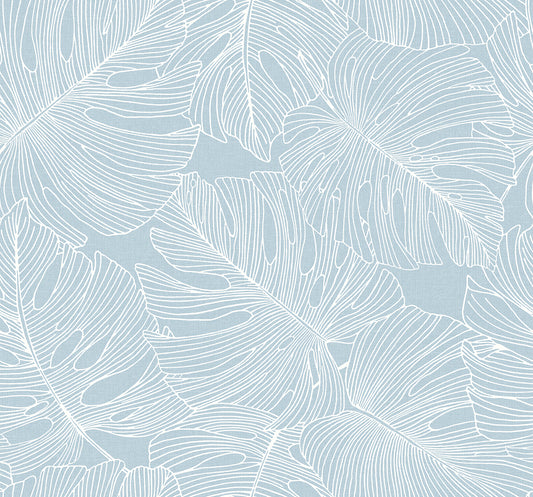 SC20202 Seabrook Designs Summer House Wallpaper Tarra Monstera Leaf Early Sky