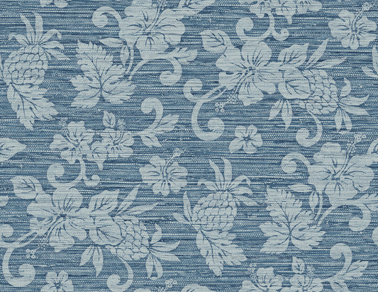 SC20802 Seabrook Designs Summer House Wallpaper Juno Island Floral Bay Blue