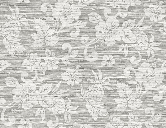 SC20808 Seabrook Designs Summer House Wallpaper Juno Island Floral Half Moon Grey