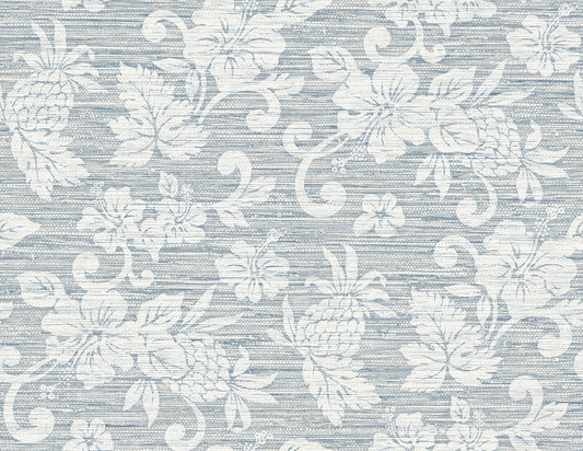 SC20812 Seabrook Designs Summer House Wallpaper Juno Island Floral Fantasy Blue
