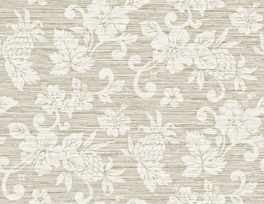 SC20815 Seabrook Designs Summer House Wallpaper Juno Island Floral Balanced Beige