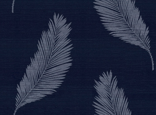 SC21602 Seabrook Designs Summer House Wallpaper Tossed Palm Sisal Grasscloth Midnight Blue