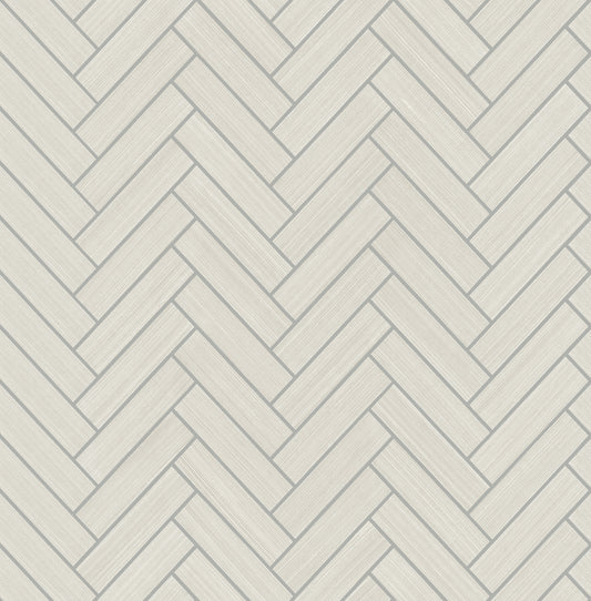 SG11300 Stacy Garcia Home Stacy Garcia Peel and Stick Wallpaper Herringbone Inlay Lunar Grey & Metallic Silver