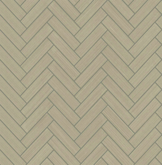 SG11313 Stacy Garcia Home Stacy Garcia Peel and Stick Wallpaper Herringbone Inlay Khaki & Metallic Silver