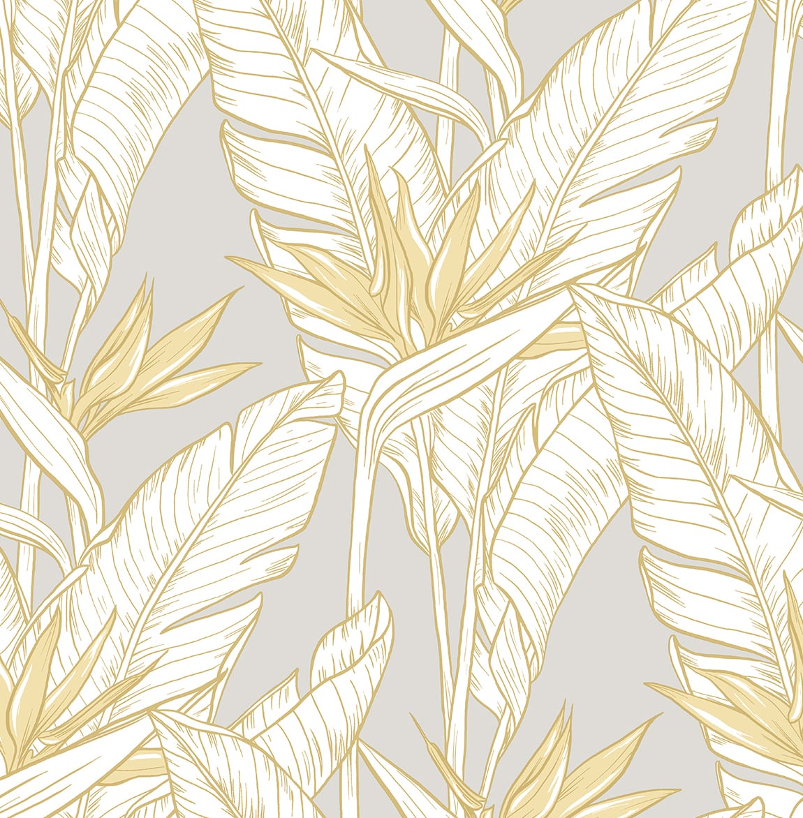 SG11903 Stacy Garcia Home Stacy Garcia Peel and Stick Wallpaper Birds of Paradise Grey & Metallic Gold