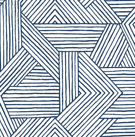 SG12402 Stacy Garcia Home Stacy Garcia Peel and Stick Wallpaper Etched Geometric Navy Blue