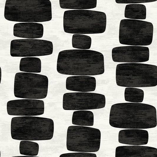 SG12900 Stacy Garcia Home Stacy Garcia Peel and Stick Wallpaper Stripe Block Charcoal