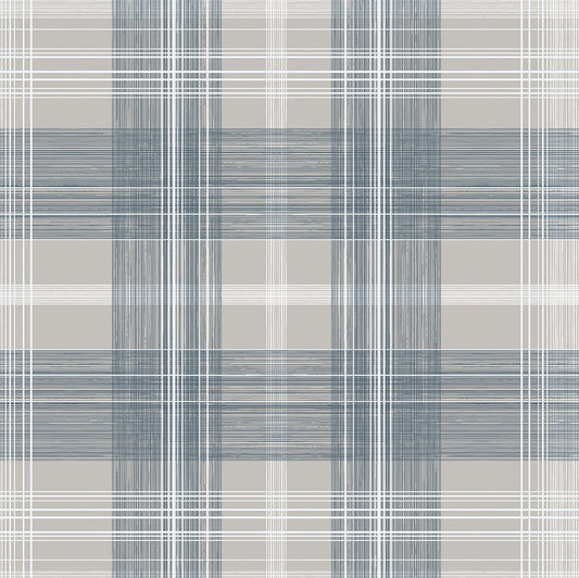 SG13102 Stacy Garcia Home Stacy Garcia Peel and Stick Wallpaper Crossroads Plaid Argos Grey & Blue