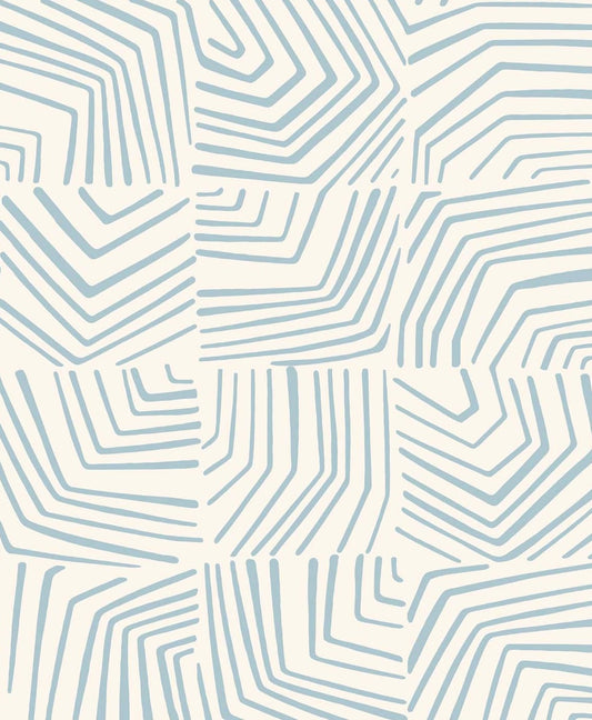 SL80202 Seabrook Designs The Simple Life Wallpaper Linework Maze Sky Blue