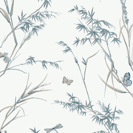 T10529 Thibaut Cream and Aqua Wallpaper