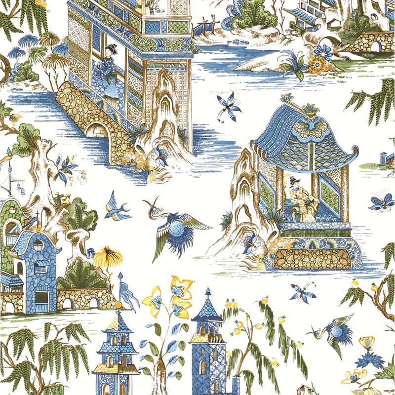 T13613 Thibaut Blue and Green Wallpaper