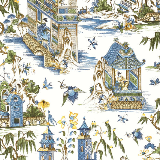 T13613 Thibaut Blue and Green Wallpaper