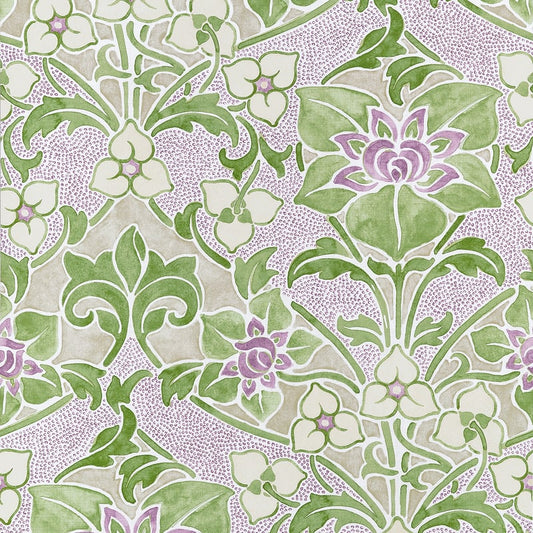 T14603 Thibaut Lilac and Green Wallpaper