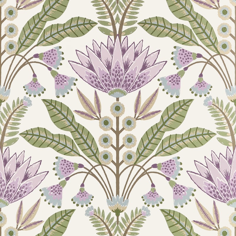 T14608 Thibaut Lilac and Green Wallpaper