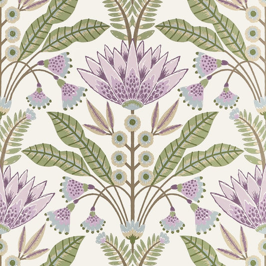 T14608 Thibaut Lilac and Green Wallpaper